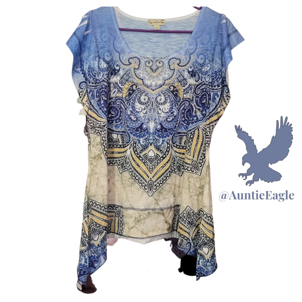 Beaded Bohemian Style Short Sleeve Womens Medium Shirt With Hourglass Shape